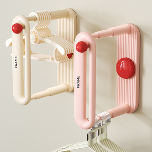 衣架收纳伸缩多巴胺家用阳台挂衣架壁挂墙上挂杆免打孔整理晾衣架