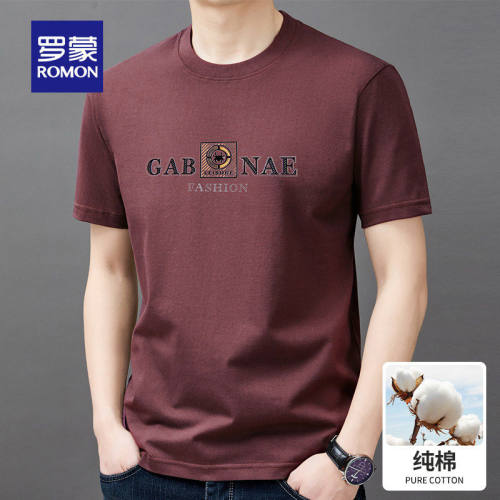 皮尔卡丹100%纯棉短袖男士圆领T恤夏季新款百搭宽松半袖体恤上衣