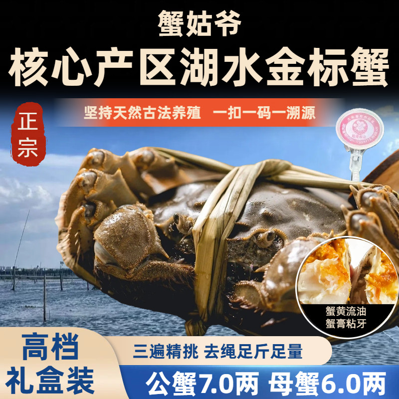 鲜活苏州核心产区湖水特大大闸蟹公7.0两母6.0两10只礼盒装阳澄,水产肉类/新鲜蔬果/熟食,大闸蟹,淘宝优惠券,粉丝福利购,淘宝优惠卷