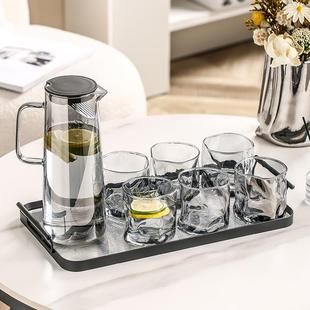 ins风玻璃杯家用客厅茶几喝水杯子茶具玻璃茶杯茶壶 轻奢水杯套装