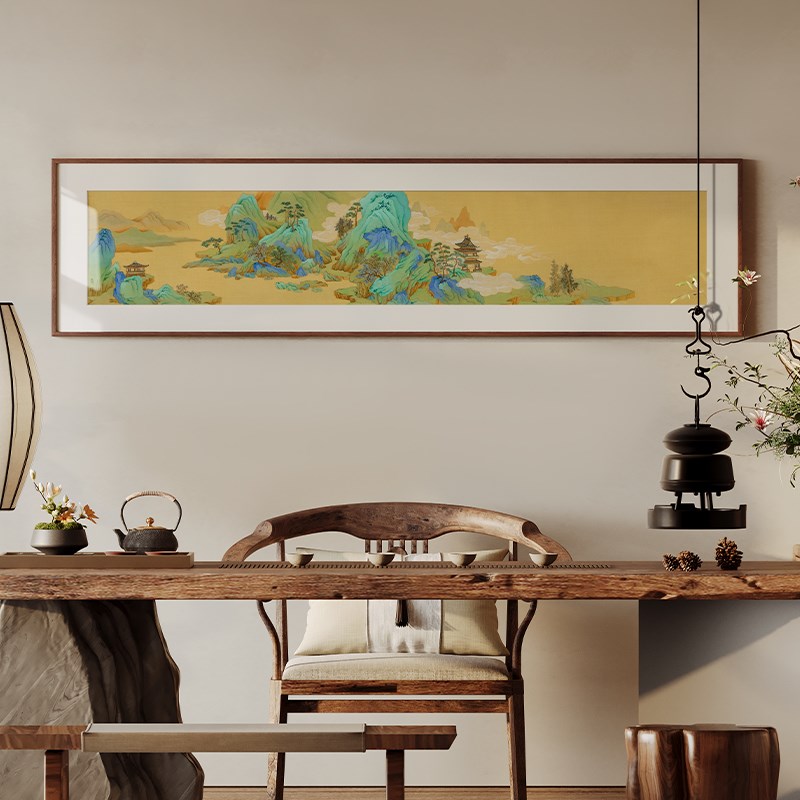 潘雅琼 新中式宋式美学山水装饰画客厅餐厅书房茶室实木装饰挂画图片
