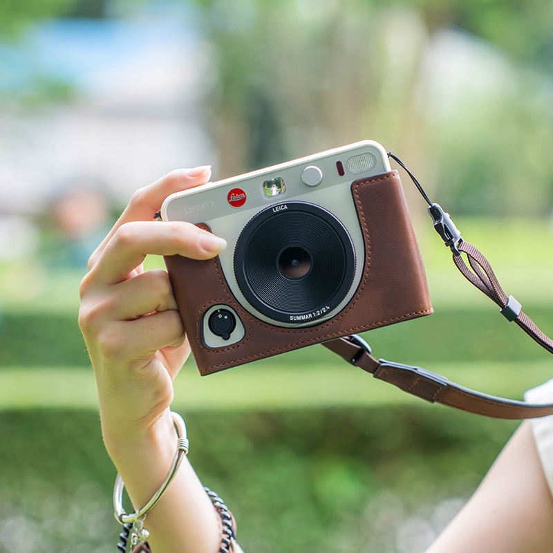摄侣适用徕卡sofort2保护套拍立得相机包dlux8手柄q3 43相机套q3手柄皮套dlux8背带q3 28真皮底座壳配件