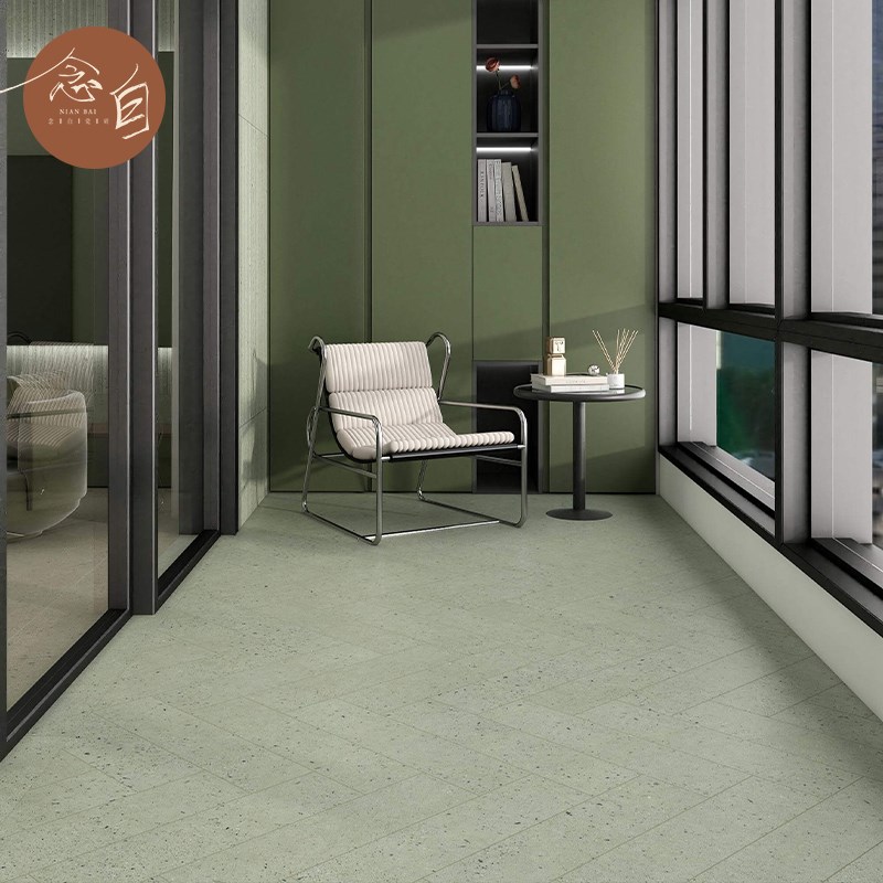 绿色水磨石瓷砖商业空间店铺厨房墙地砖连锁咖啡店U奶茶门店防滑