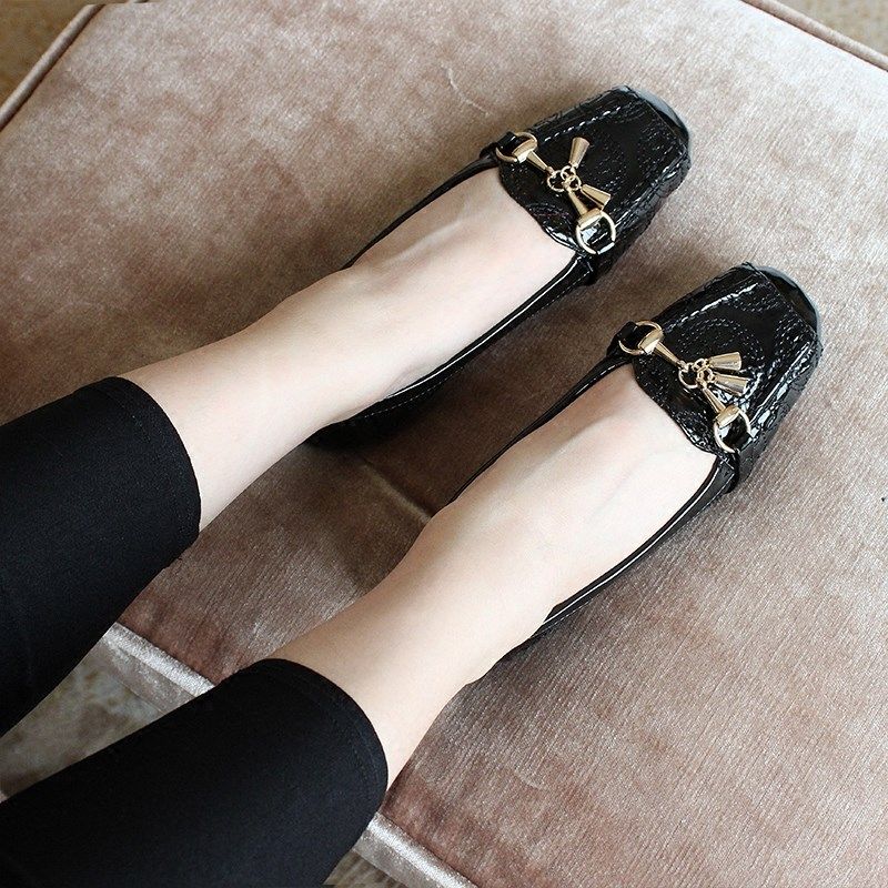 新款春秋鞋方f头漆皮平底单鞋女浅口豆豆鞋百搭船鞋瓢鞋韩版潮,女鞋,浅口单鞋,淘宝优惠券,粉丝福利购,淘宝优惠卷