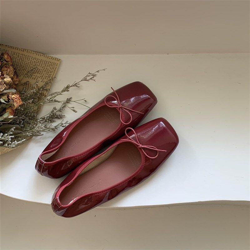 平底方头红色豆豆单鞋女鞋子2w024新款春秋季晚晚温柔奶奶通勤瓢,女鞋,浅口单鞋,淘宝优惠券,粉丝福利购,淘宝优惠卷