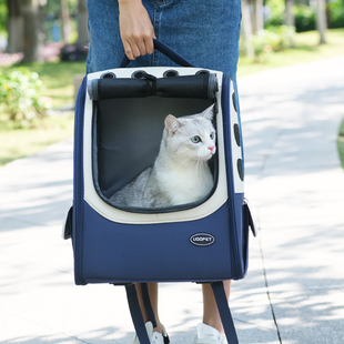 夏天透气狗狗 猫包外出便携g帆布猫咪背包大容量猫书包双肩手提式