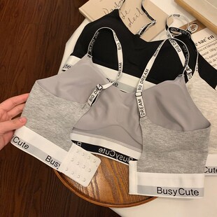 运动内衣女士小胸聚拢收副v乳防下垂秋冬美背新款 文胸内裤 套装