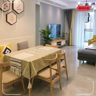 桌布轻奢高级感北欧棉麻布艺ins风茶几书桌圆桌餐桌布桌面垫台布
