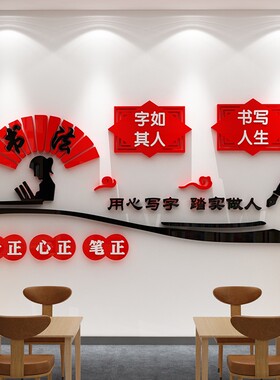 硬笔书法培训机构墙面装饰背景辅导班级教室文化墙贴画书房布置