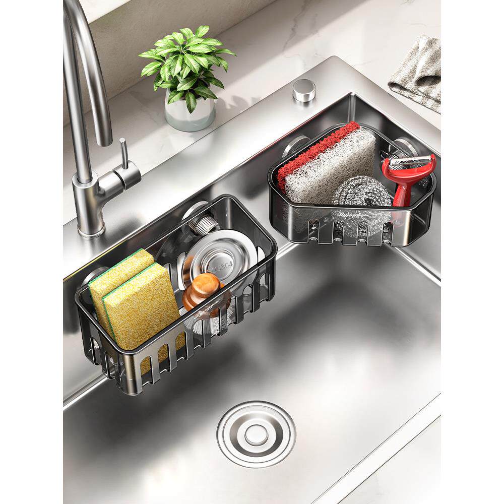 吸盘水槽沥水架厨房水槽内置物架壁挂抹布沥水架子水龙头海绵收纳
