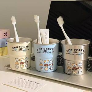洛诺兔趣味动物元素漱口杯ins网红同款简约情侣不锈钢阶梯洗漱jy