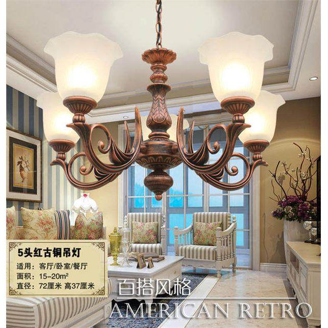 欧式客厅吊灯锌合金仿古灯大厅轻奢别墅卧室书房餐厅红古灯具灯饰,家装灯饰光源,客厅吊灯,淘宝优惠券,粉丝福利购,淘宝优惠卷