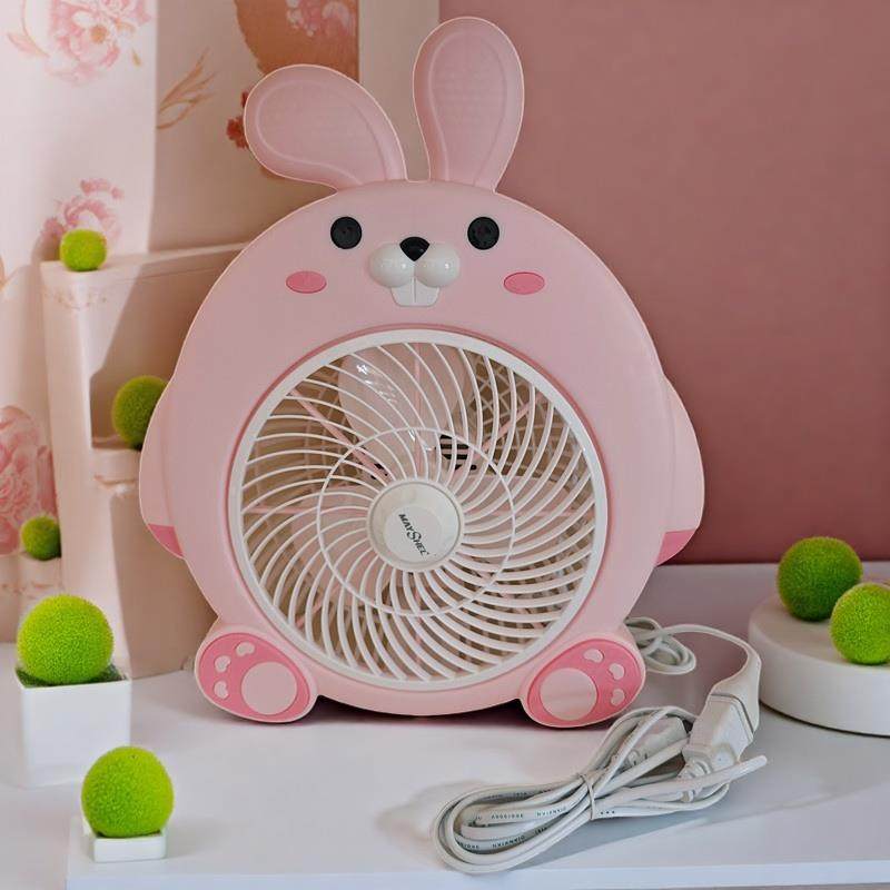 美诗儿迷你小电风扇台式宿舍转页扇卡通家用扇小型台扇可爱兔子
