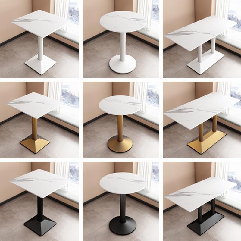 岩板餐桌商用餐饮酒店餐厅桌椅食堂奶茶咖啡快餐店方桌洽谈小圆桌