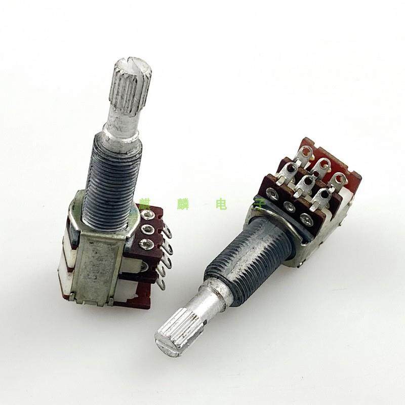 12型双联A50K汽车功放音响音箱音量电位器 柄长30MM 长螺纹 孔脚