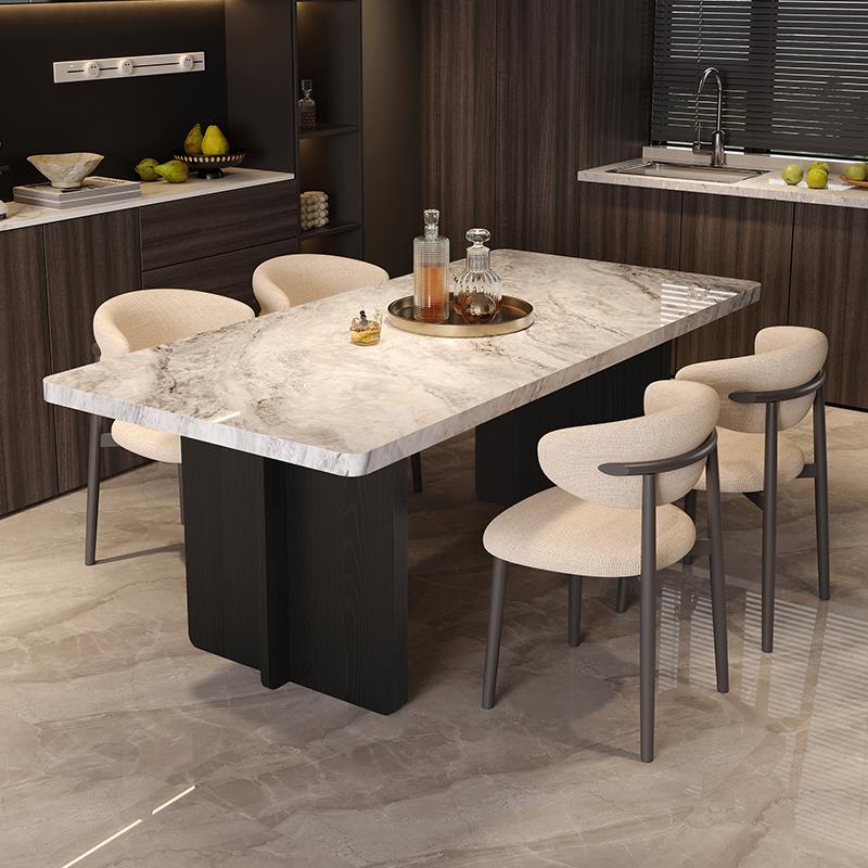 现代简约高端岩板餐桌意式极简饭桌椅组合轻奢小户型家用2025新款