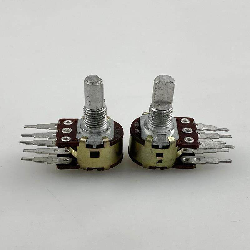 16型 6脚双联A50K长脚电位器 15mm D型轴 功放音响音箱音量调节