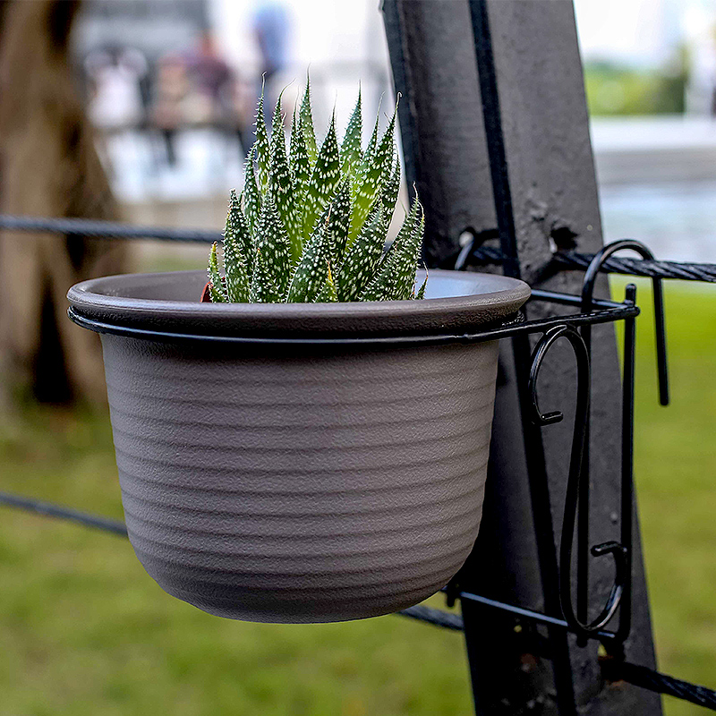 阳台花架铁艺护栏挂式花盆架栏杆悬挂多肉吊兰绿萝窗台盆景圆形架