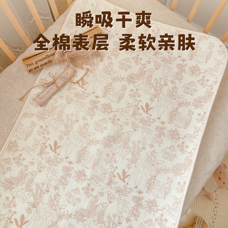 婴儿床单纯棉a类防水隔尿垫可水洗拼接宝宝床单姨妈垫透气大尺寸