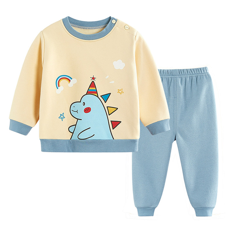 儿童保暖内衣套装加绒加厚纯棉秋冬男童卫衣女宝宝家居服婴儿秋衣