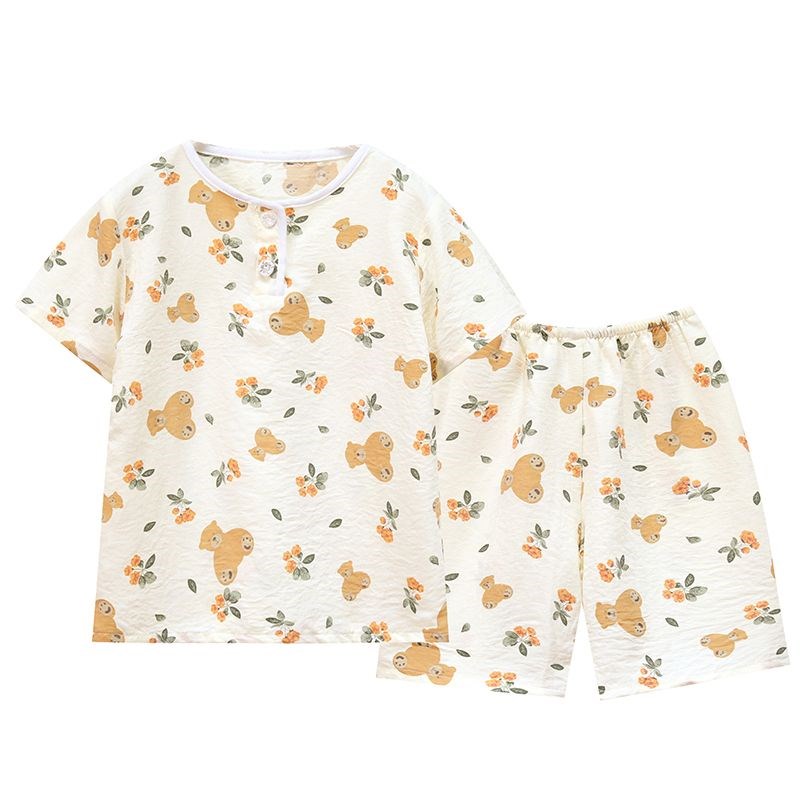 儿童薄款睡衣套装夏季男孩女童短袖短裤云朵宝宝睡衣家居服空调服