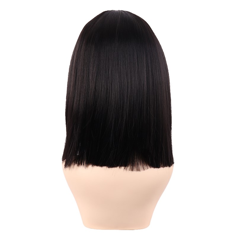 潼漫 cos假发女短发齐刘海一刀切高温丝纯黑棕黑色头套短直发头套