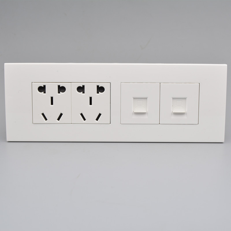 118型四位双七类类电脑带十孔面板2个万兆网络网线口10孔电源插座