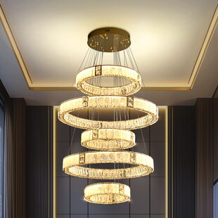 别墅复式楼挑空大吊灯客厅灯楼梯轻奢水晶灯楼中楼酒店大堂包安装