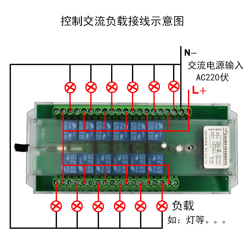 12路无线遥控开关220V多功能接A收控制器灯具马达控制开关模块433