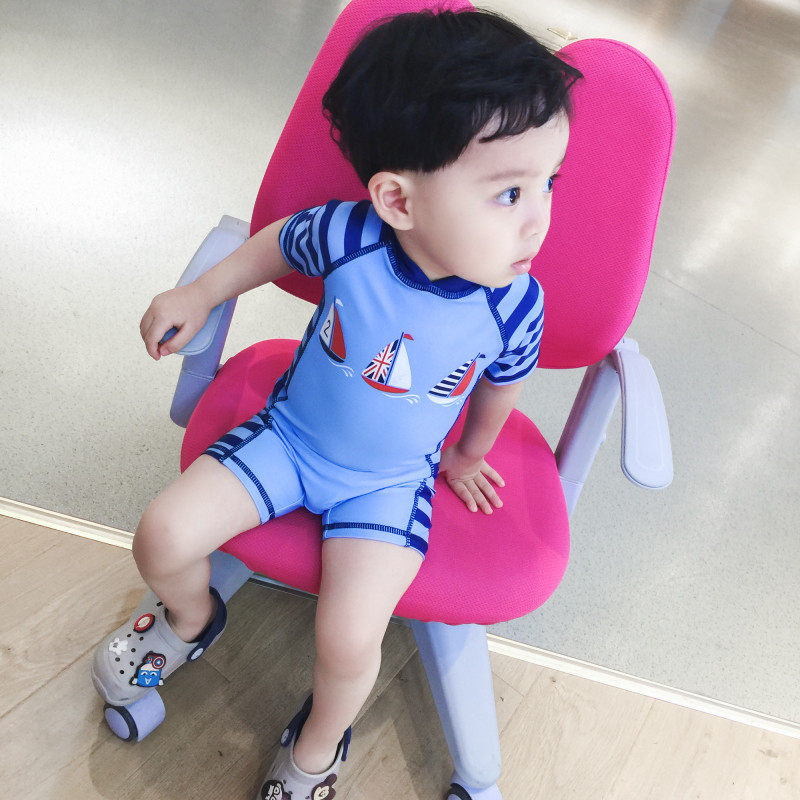 韩国儿童泳衣男童婴儿游泳衣游y泳裤连体泳装小童宝宝防晒冲浪服