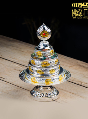 藏村曼扎盘佛具装饰曼茶罗盘带托盘修盘曼达盘家用居家桌面摆件