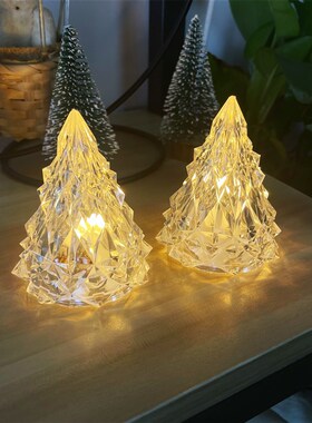 冰山小夜灯圣诞树水晶灯小众温馨氛围灯 装饰小摆件节日礼物