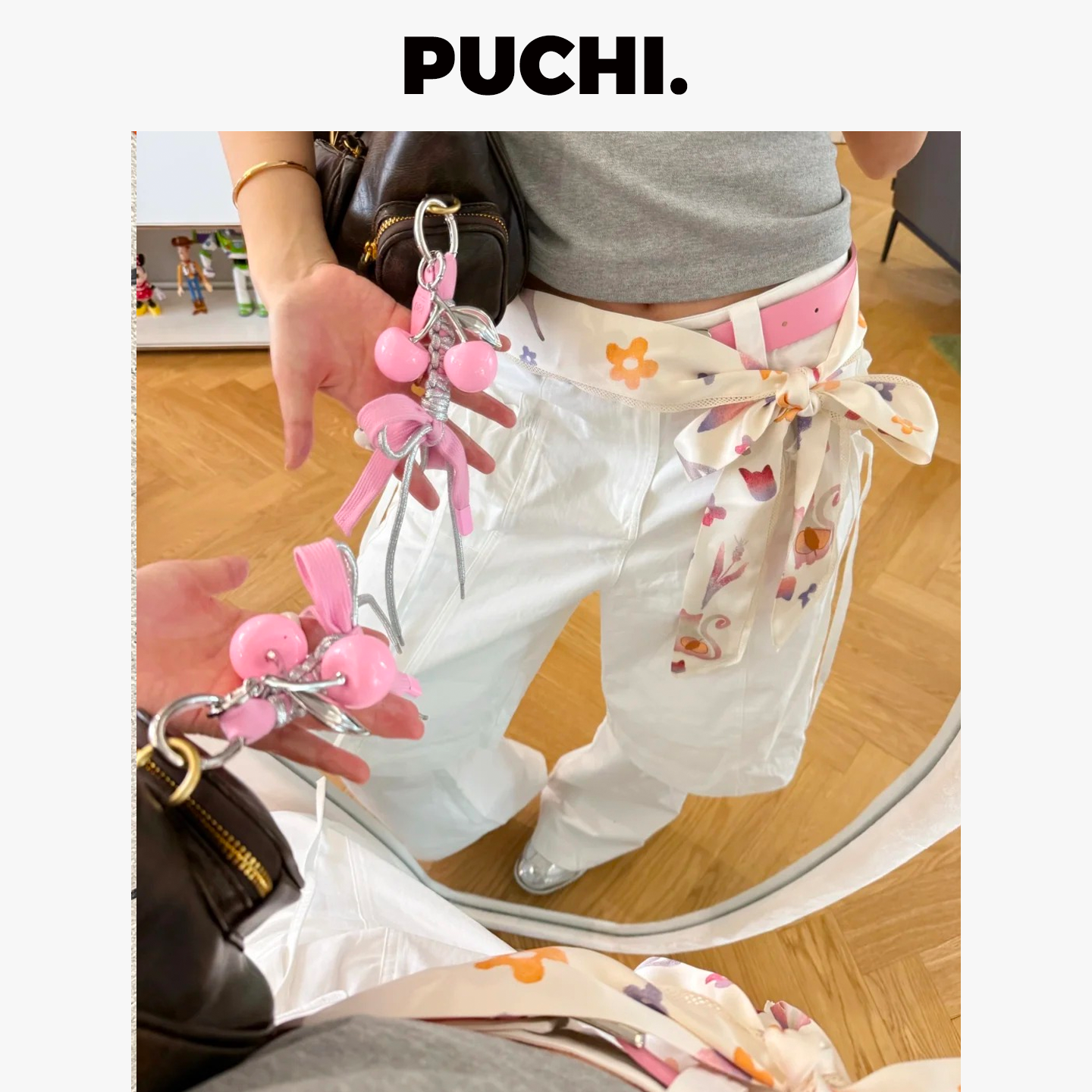 《Smell.甜心樱桃》韩系Ins樱桃挂件清新蝴蝶结简约系绳包包挂饰