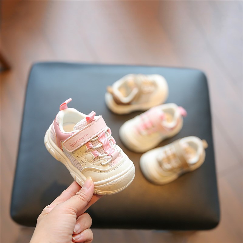 鞋子女宝宝学步鞋软底防滑婴儿鞋C春夏款女宝透气网面鞋幼儿小童