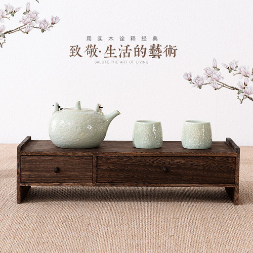 实木茶杯架博古架茶具架置物架茶架茶壶收纳架桌S面茶棚杯托增高