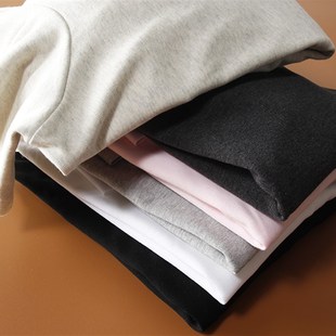 柔软亲肤纯色黑色高领打底衫女A 长袖春秋宽松常规加厚大码T恤