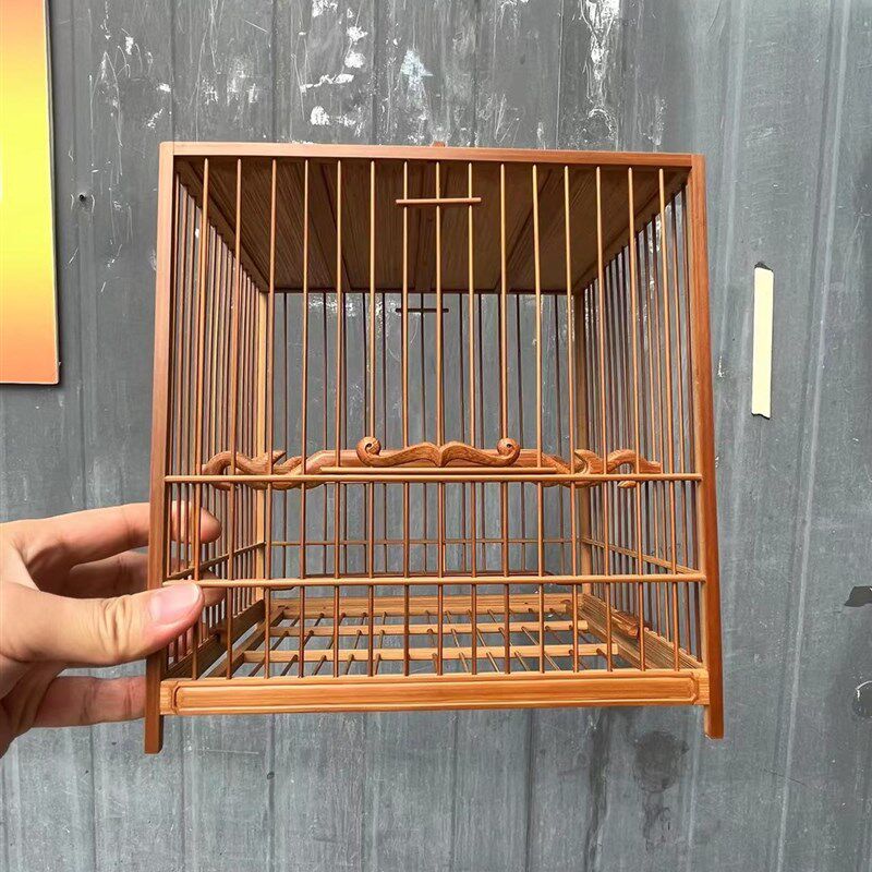 绣眼笼何昌文款榫头p笼 老竹大镶顶老竹笼 尺寸20乘20