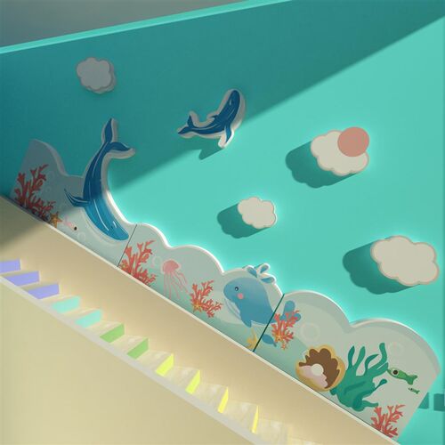 25102海幼儿海洋主题婴w儿游馆浴室文泳化背景墙饰面装成品布置材