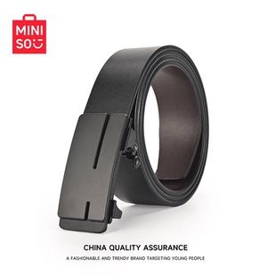 MINISO名创优品男士 腰带 皮带真牛皮无牙内穿自动扣潮流牛皮商务裤