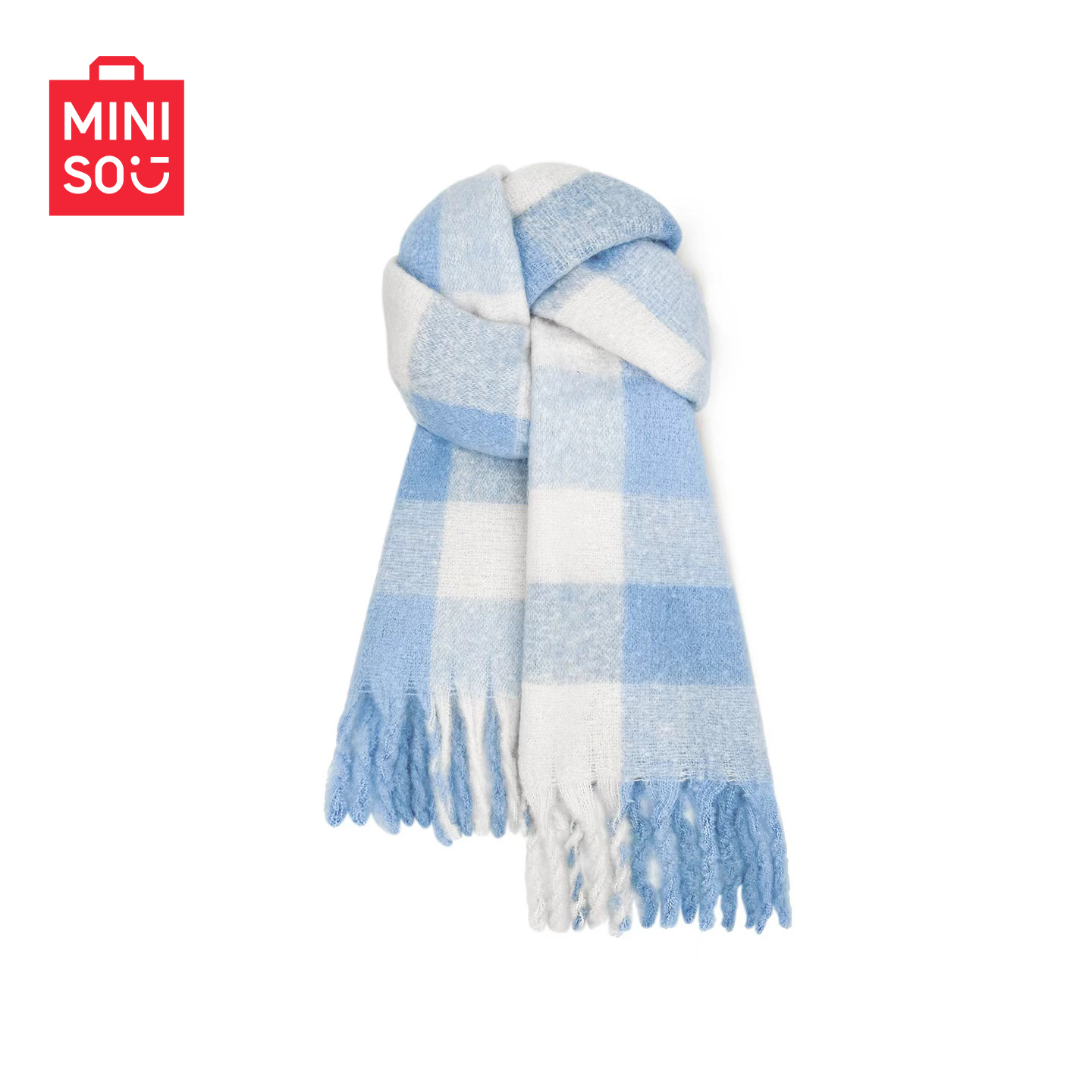 MINISO名创优品韩国格子撞色围巾女