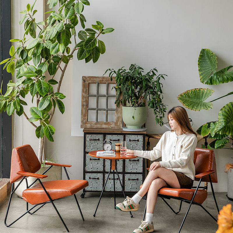 铁艺咖啡厅甜品奶茶店清吧书店沙发接待单人简约休闲桌椅