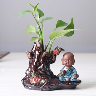 轩跃创意绿萝水培植物玻璃透明养花花瓶插花容器花盆器皿桌面装 饰