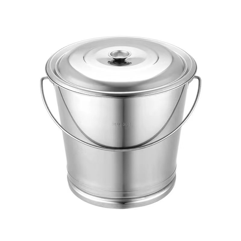 食品级3不锈钢水桶手提式加厚储水桶斜身带刻度粮油桶食物提桶