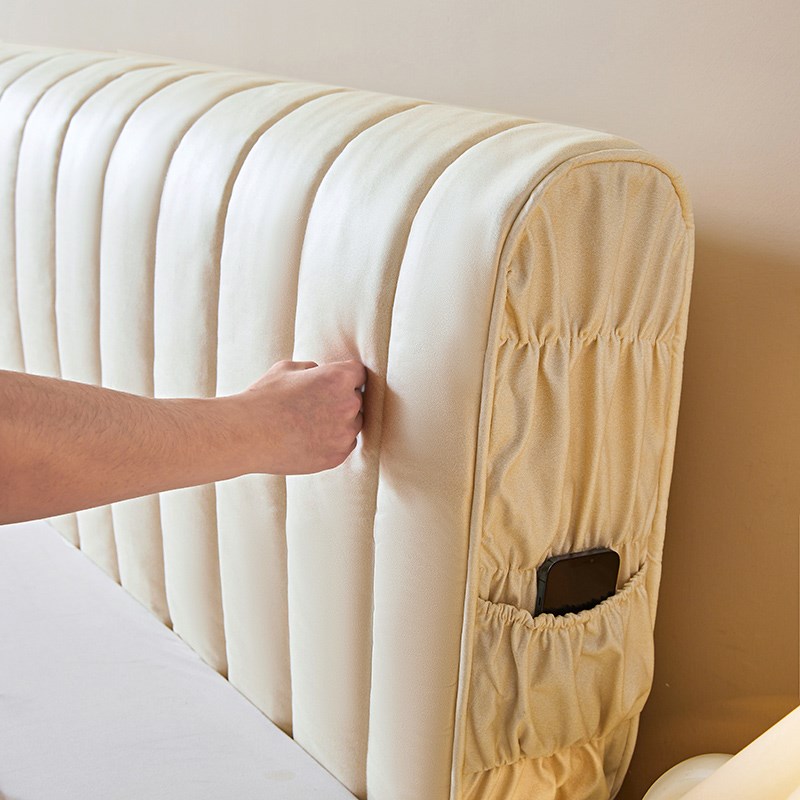 科技布床头罩全包保护夹棉加棉厚软包欧式皮木床防尘绣花