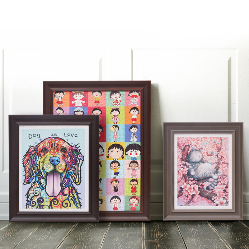 高端实木拼图框3DJP塑料拼图框300片00片1000片2000片定制