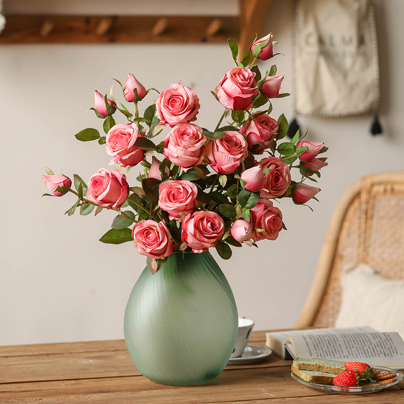 玫瑰花仿真花摆件客厅插花假花花束摆设餐桌摆件装饰花摆花红色