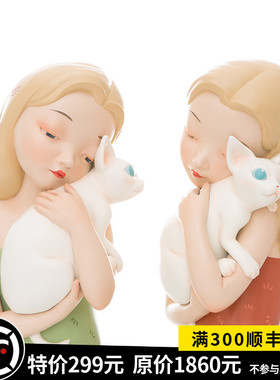 白夜童话滩涂猫 客厅装饰品雕塑艺术品家居欧式酒柜创意礼品