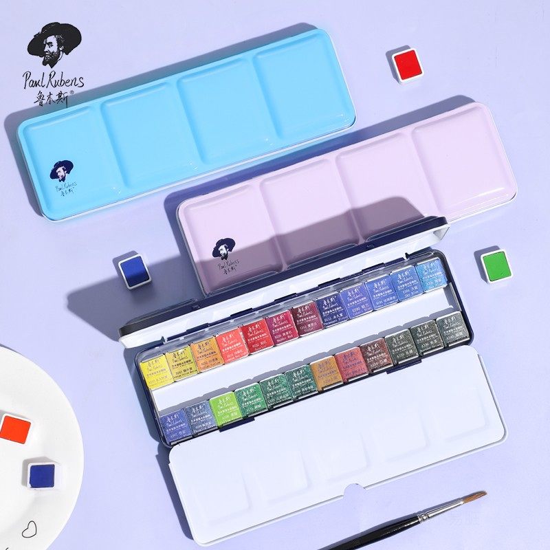 鲁本斯固体水彩颜料装新款珠光色粼光官配色美术学生,文具电教/文化用品/商务用品,水彩颜料,淘宝优惠券,粉丝福利购,淘宝优惠卷