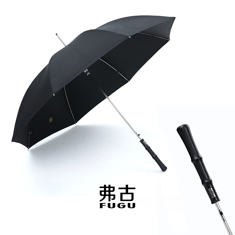 黑檀伞定制雨伞男士长柄复古风潮直柄商务大号双人手工晴雨两用伞