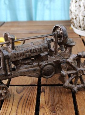 复古怀旧铸铁工艺经典铁艺拖拉机别墅庭院摆件家居酒店会所装饰品